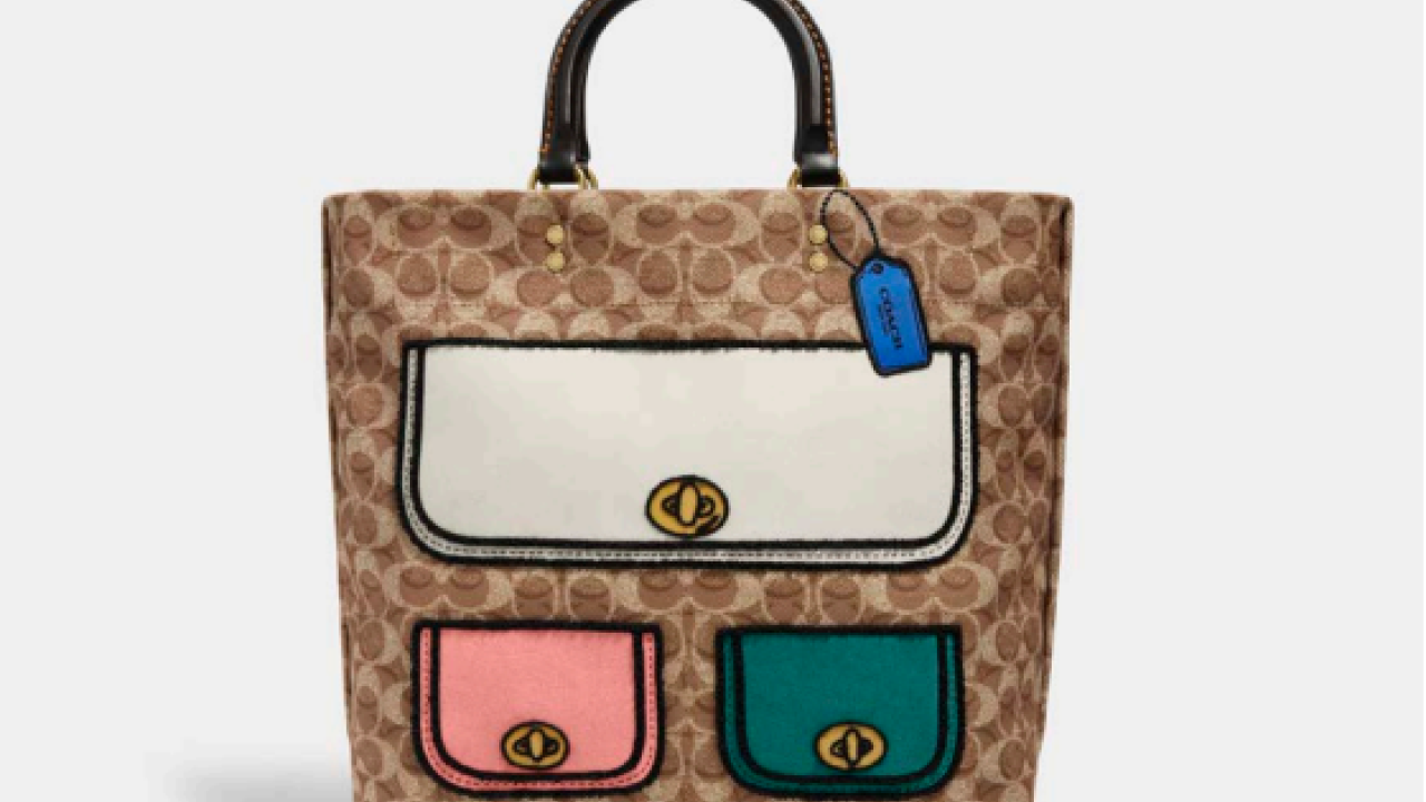 Coach Tote 42 made from polyester canvas sourced from 100% recycled plastic bottles
