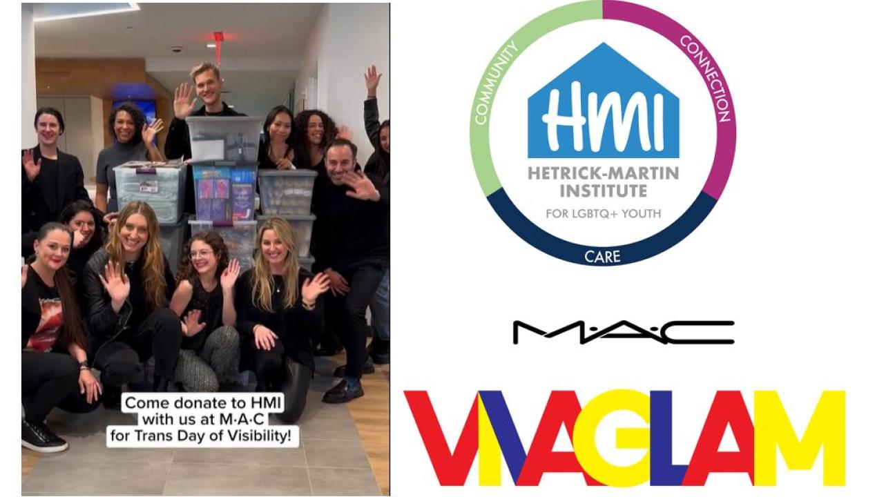 Group photo next to HMI, MAC, and VIVA GLAM logos