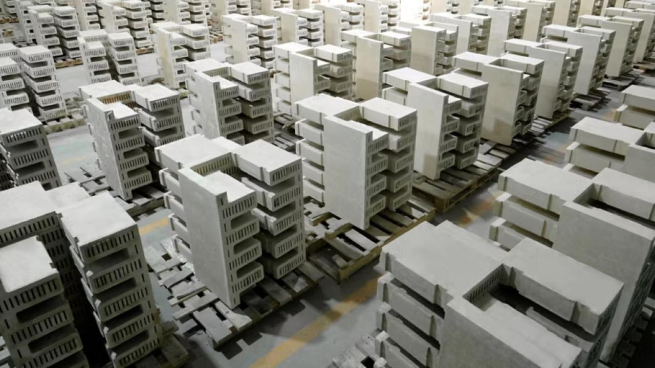 Thermal batteries palettes in a warehouse 