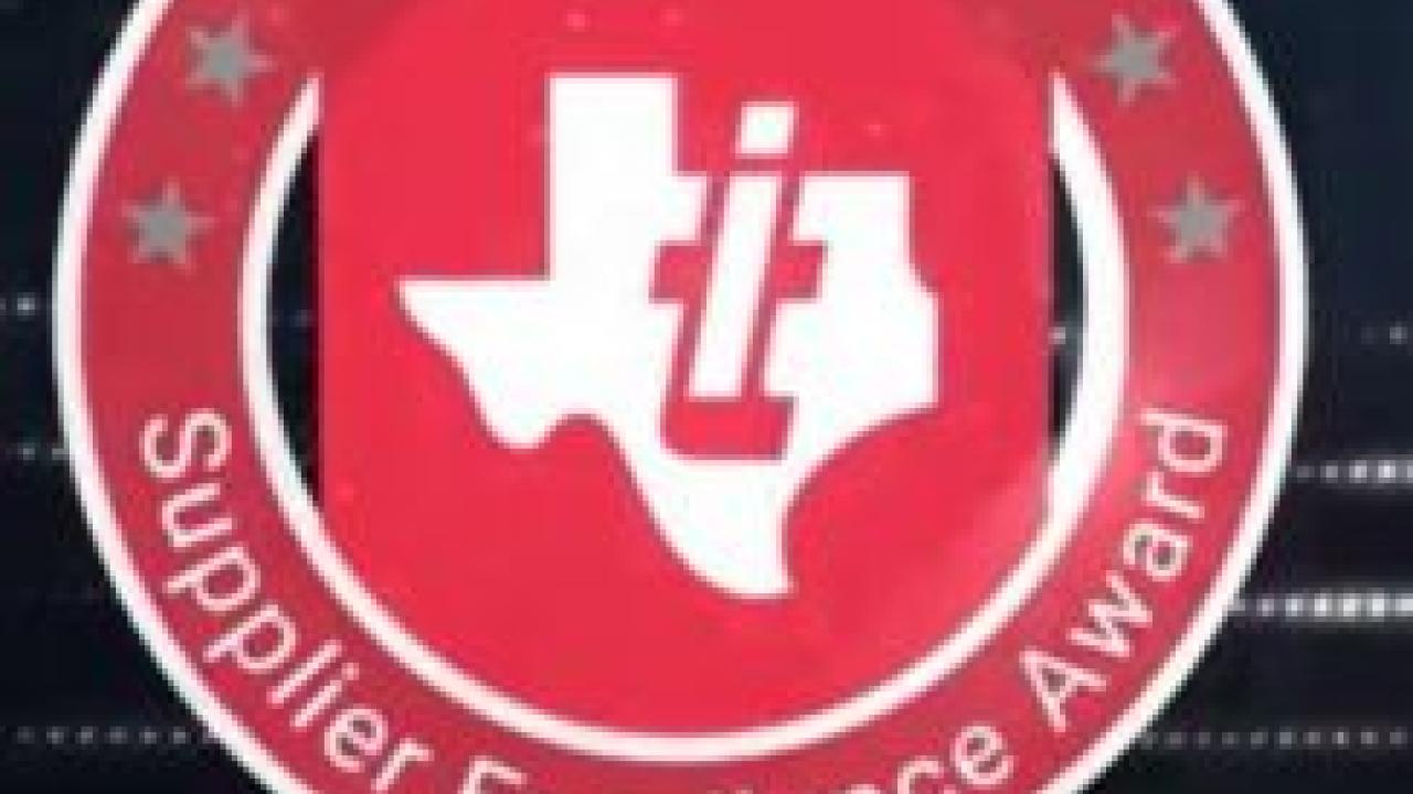 2021 supplier excellence award with texas instruments logo central