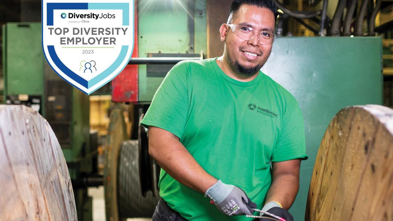 Worker from Southwire with logo DiversityJobs To Diversity Employer