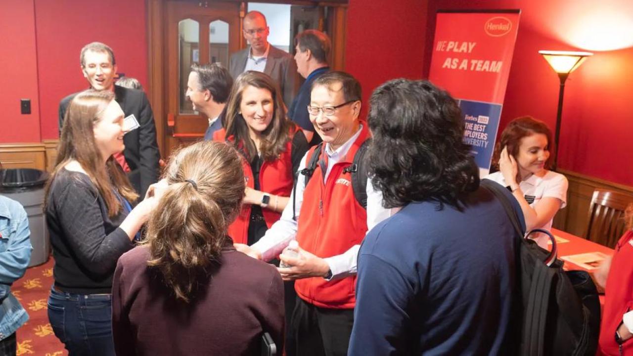 A group of people socializing.