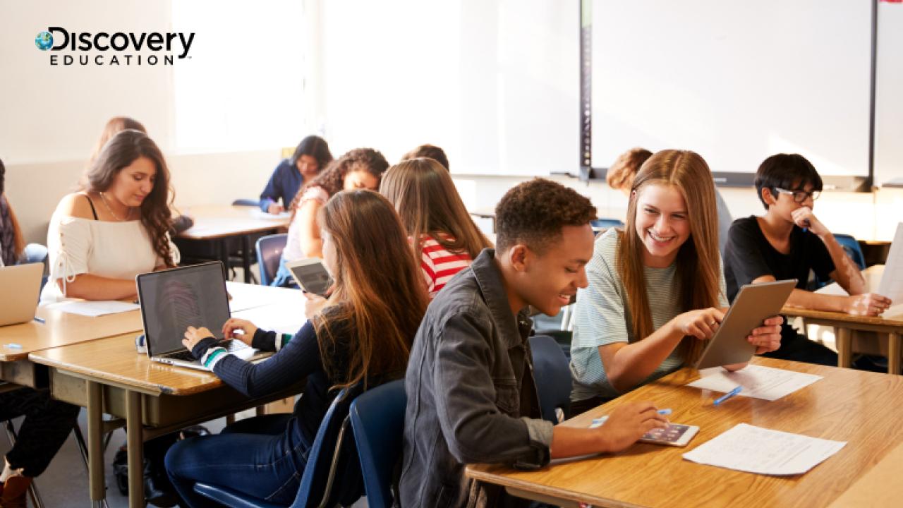 Students studying together in a classroom