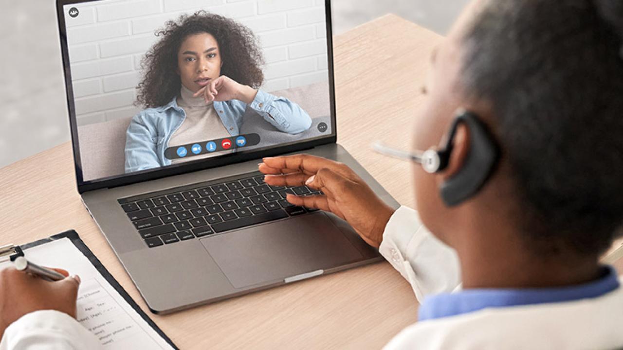 two people on a video call