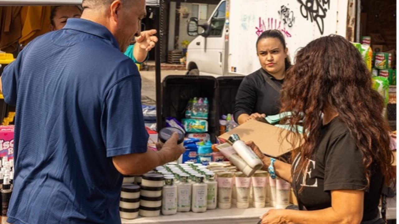 People looking at products