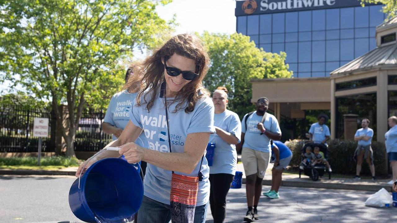 Water collected by participants at the Walk for Water event