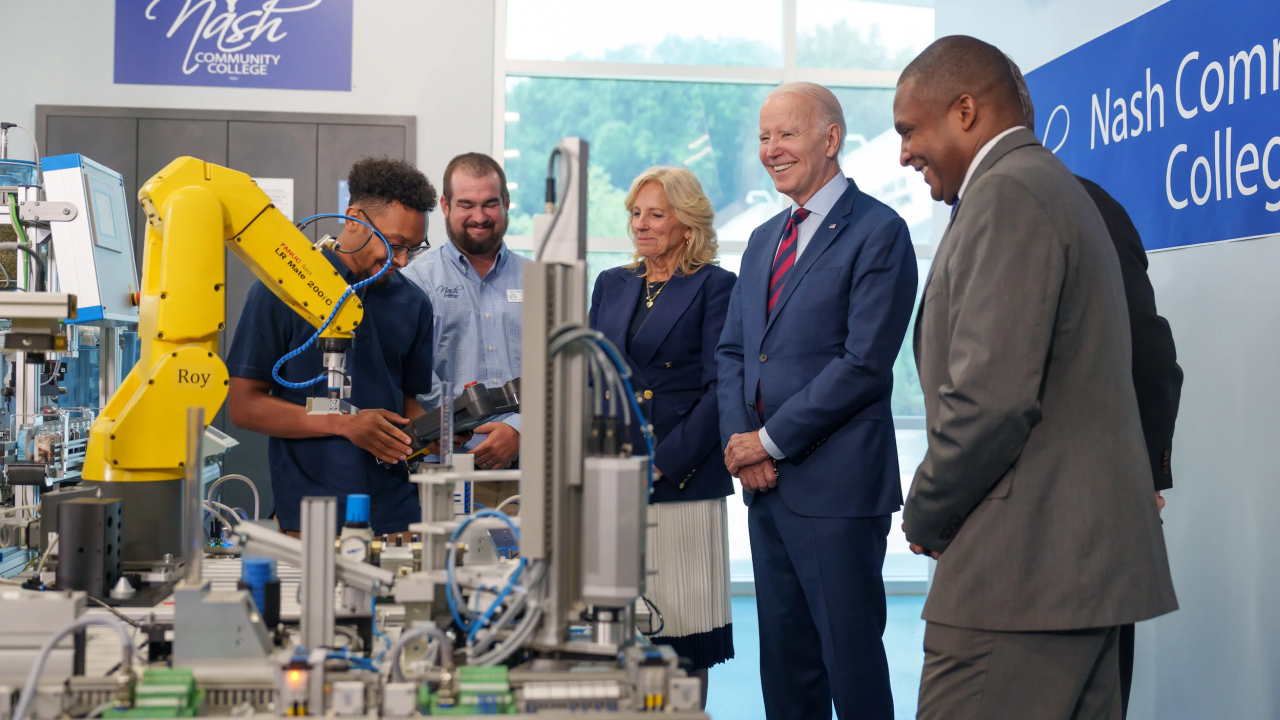 biden at a STEM demo