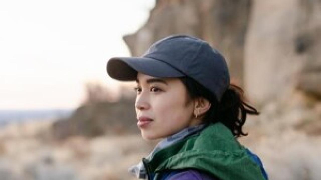 A woman hiking