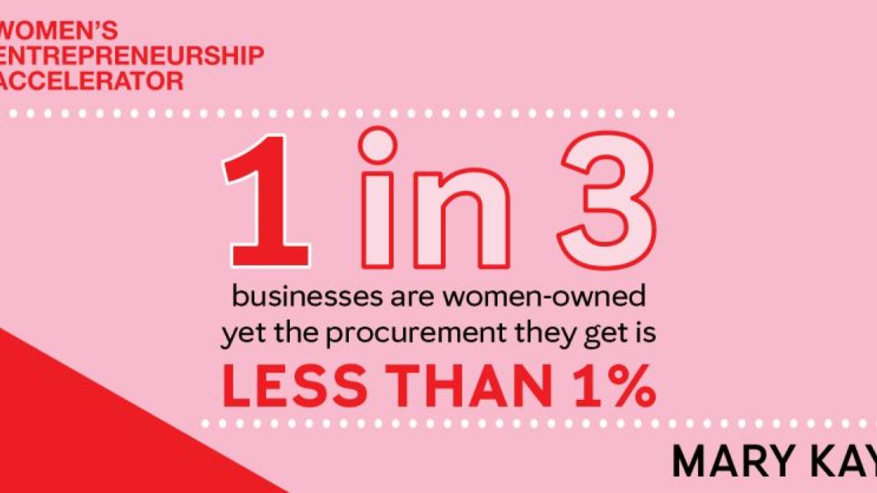 Info graphic "1 in 3 businesses are women-owned yet the procurement they get is less than 1%."