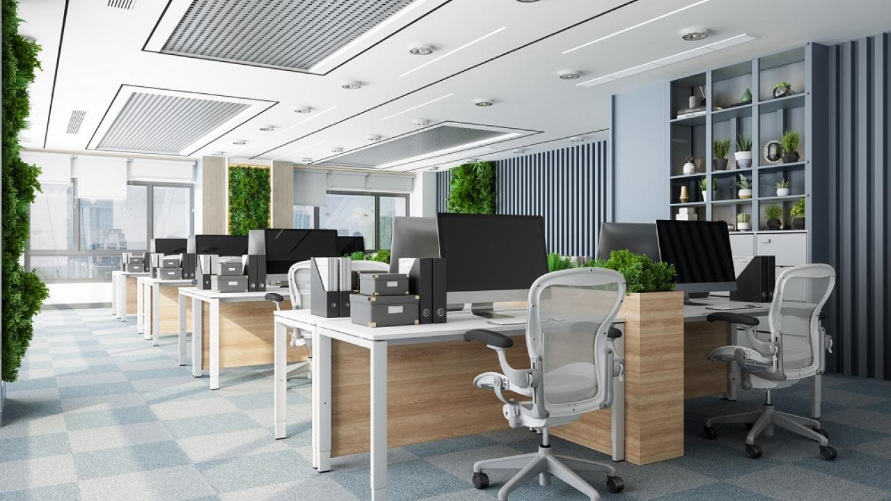 desks in an office