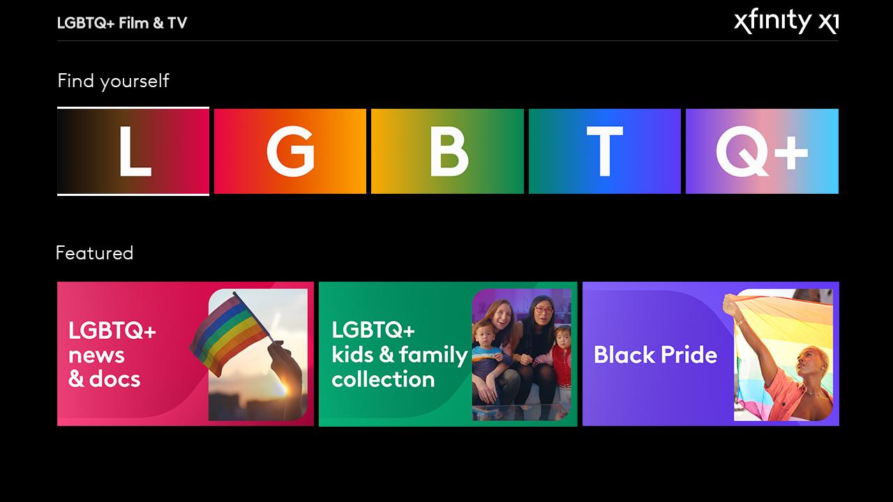 LGBTQ+ digital menu with three options for featured categories