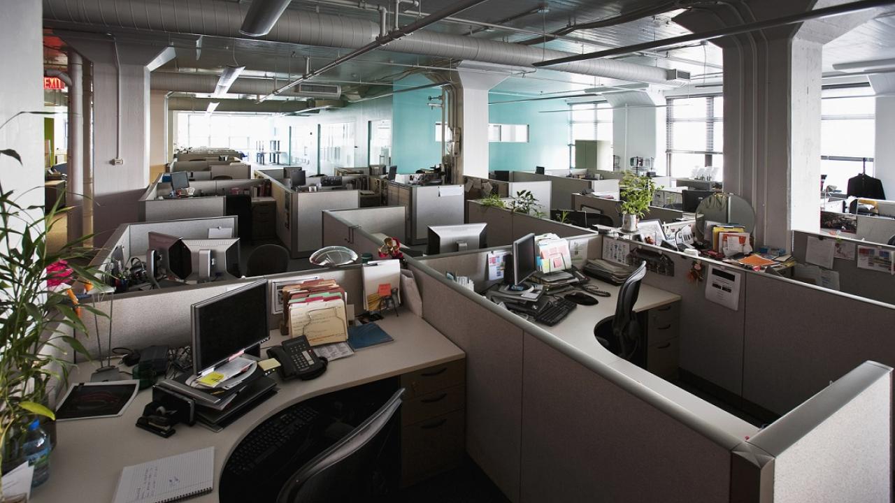 Office space with cubicles