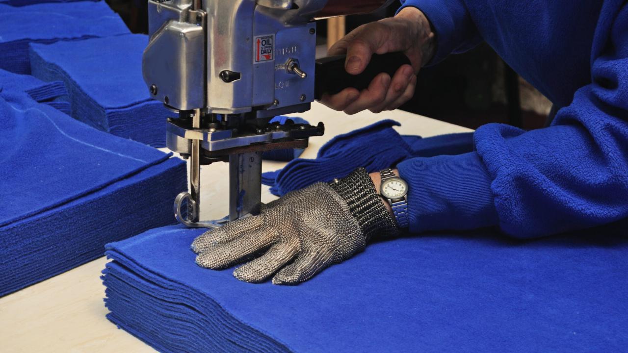 Clothing being made in a factory