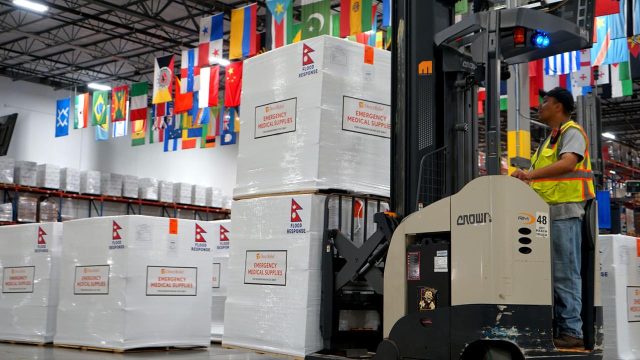 Medical aid departs for Nepal on September 2, 2026, to support health services following the country's devastating flash floods. (Tori Gordon/Direct Relief)