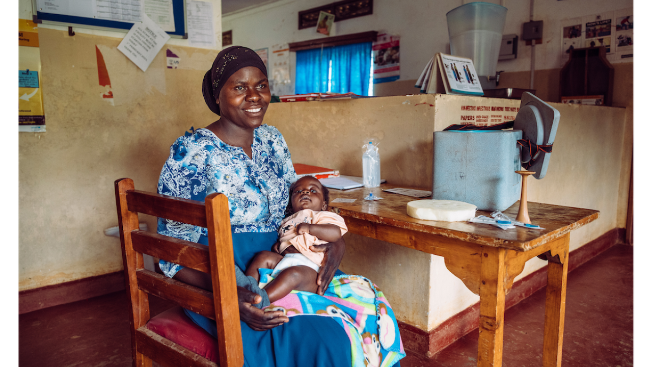 Mother and child at a health clinic.