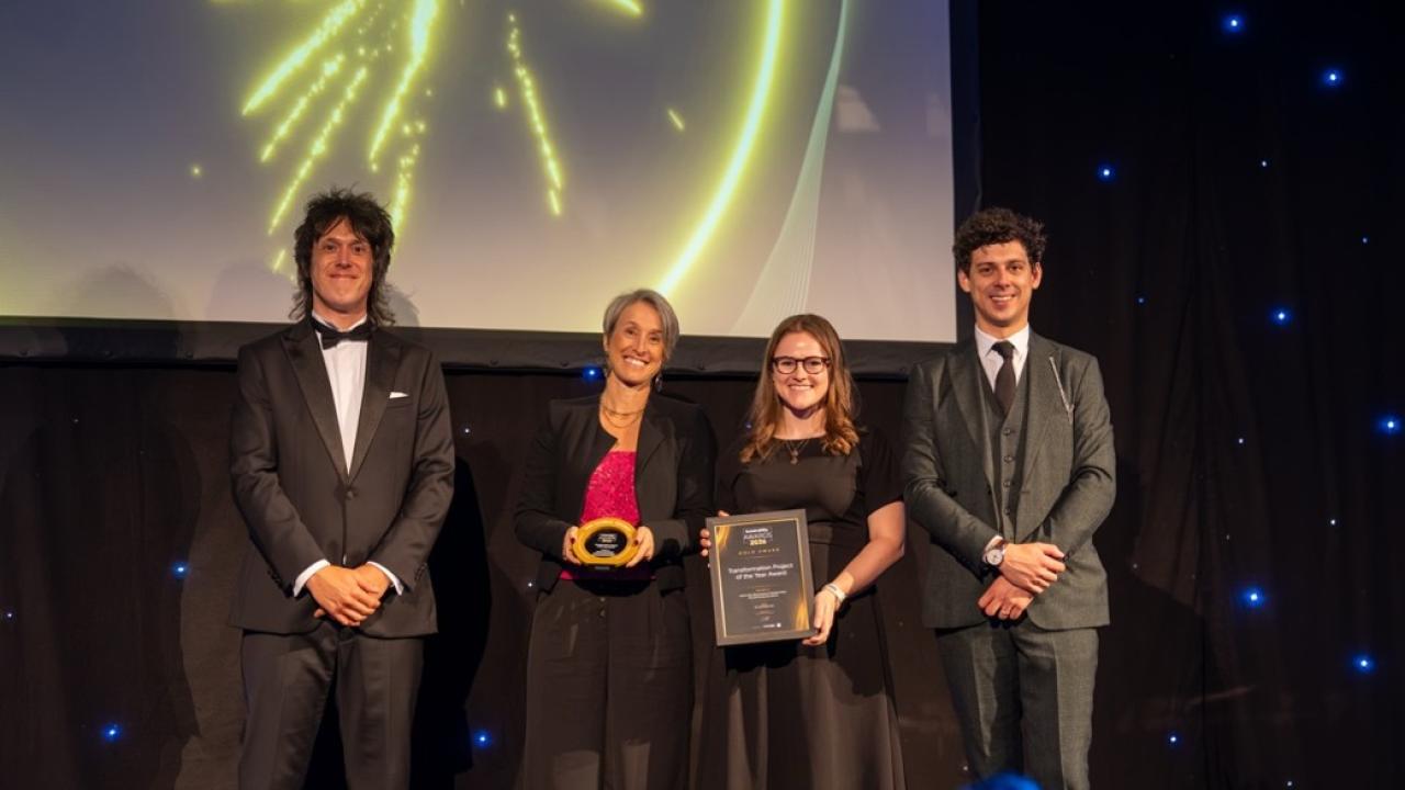 Perrine Froger and Sarah Heidenreich of MilliporeSigma accept an award at the Global Sustainability Awards