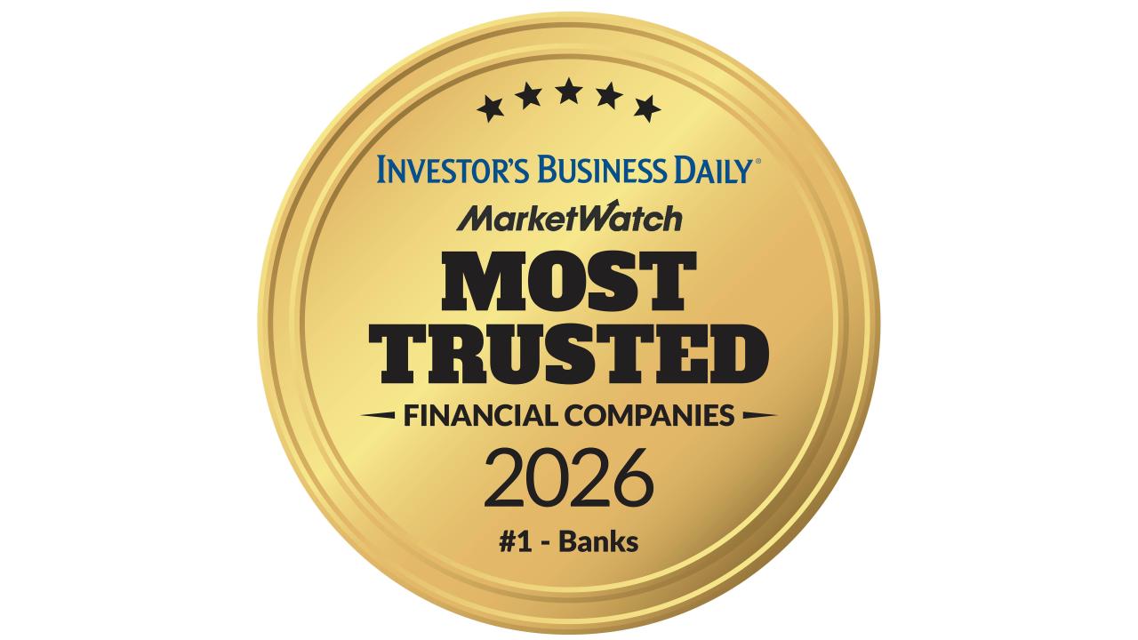Most Trusted Bank 2026 award logo