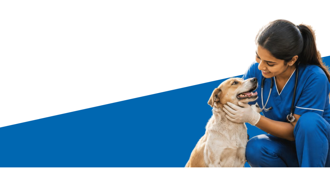 Vet petting dog